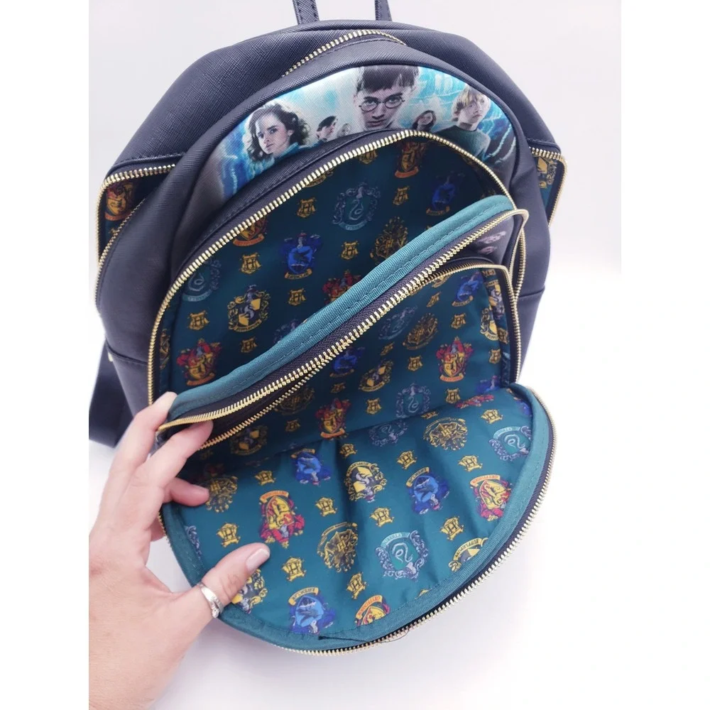 Loungefly Harry Potter Trilogy Series 2 Triple Pocket Mini Backpack Black Blue
